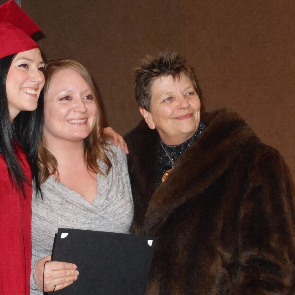 Massage school graduation: Tabatha on the left, Breezi in the middle, and Dixie on the right